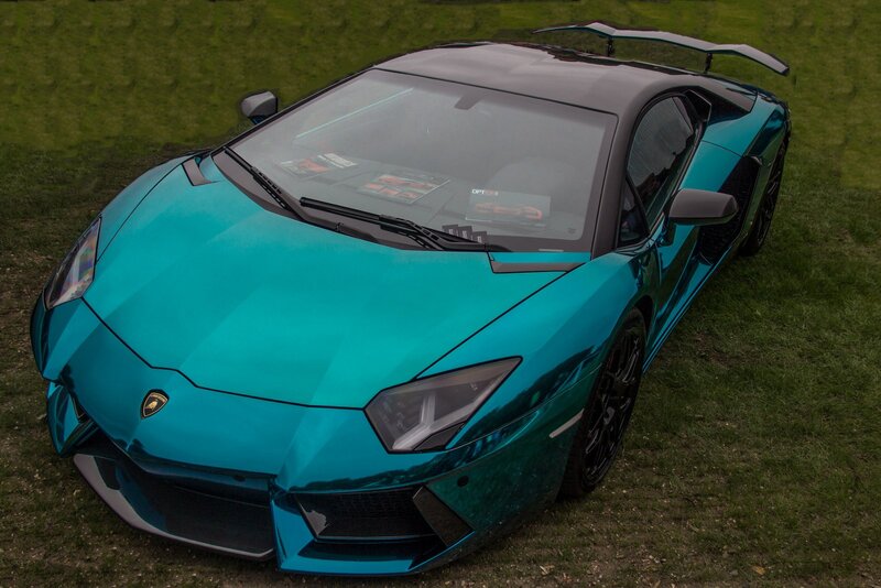 Teal Lamborghini Aventador — Dramatic