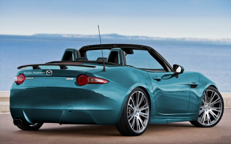 Teal Mazda MX-5 convertible