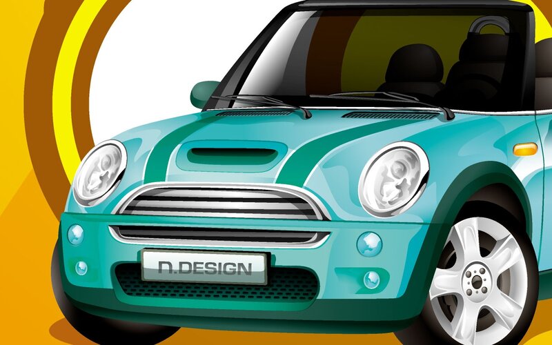 Teal Mini Cooper Car
