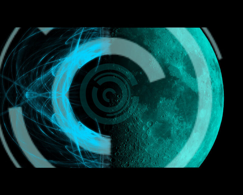 teal moon with digital effects