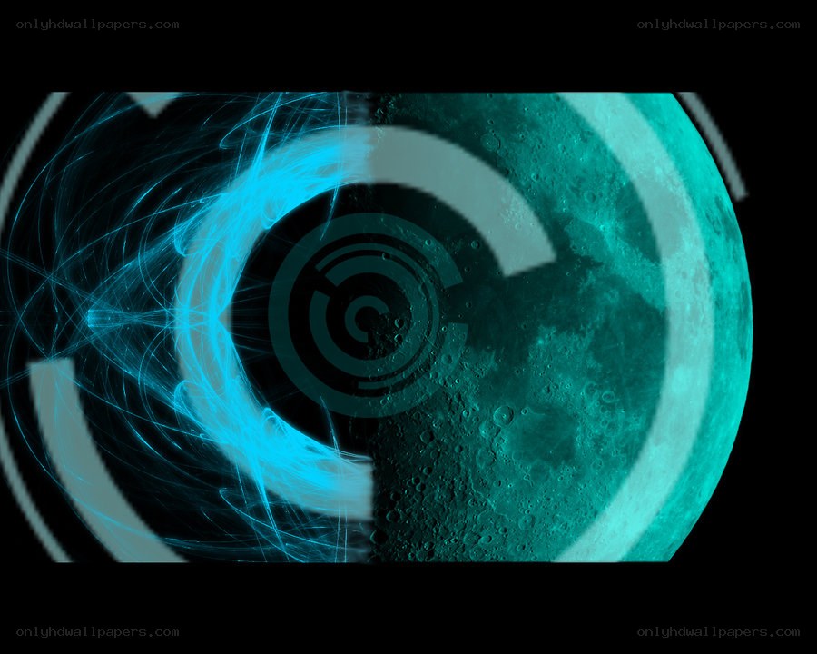 teal moon with digital effects