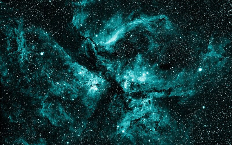 teal nebula in space