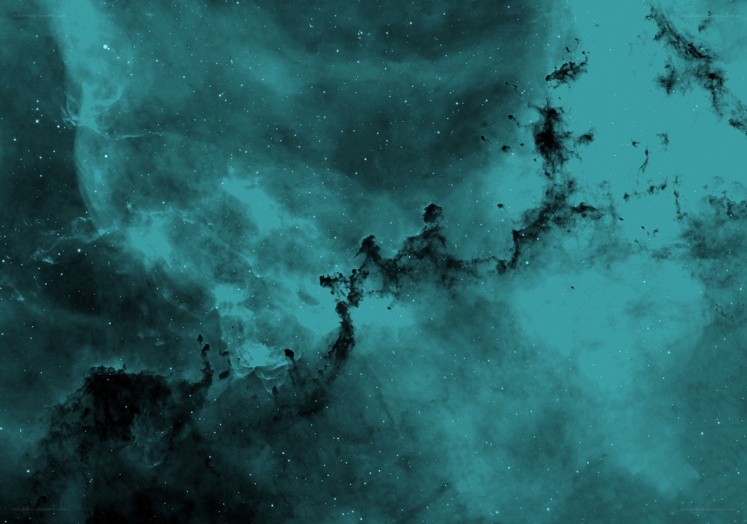 teal nebula with stars