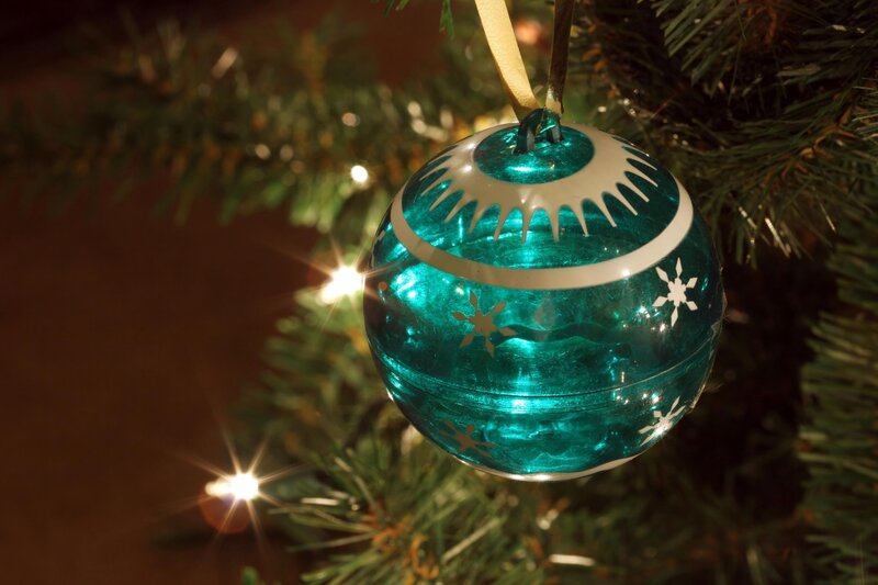 Teal Ornament on Tree