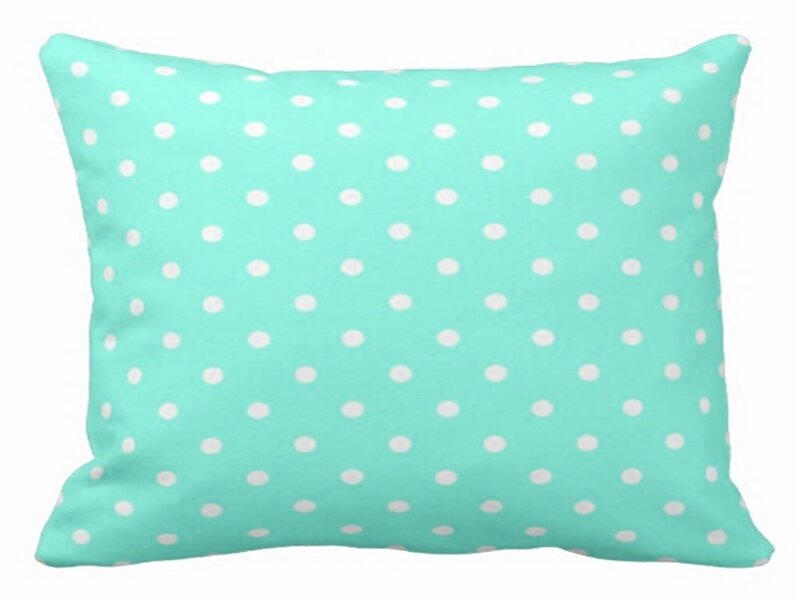 Teal Pillow with Polka Dots