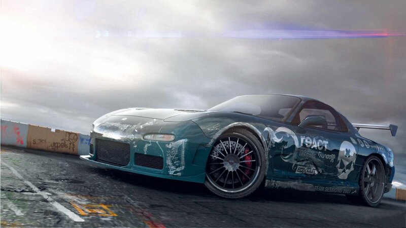 Teal Race Car on Track