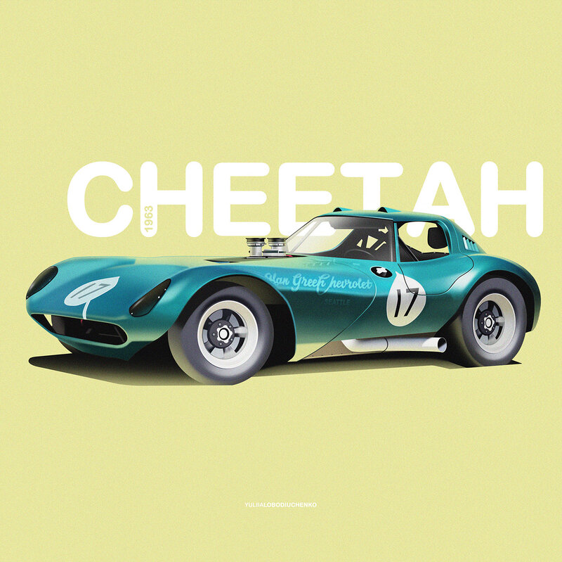 Teal Race Car — Vibrant