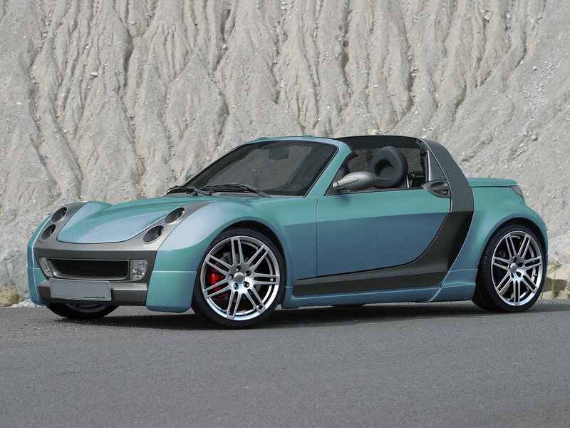 teal smart roadster car