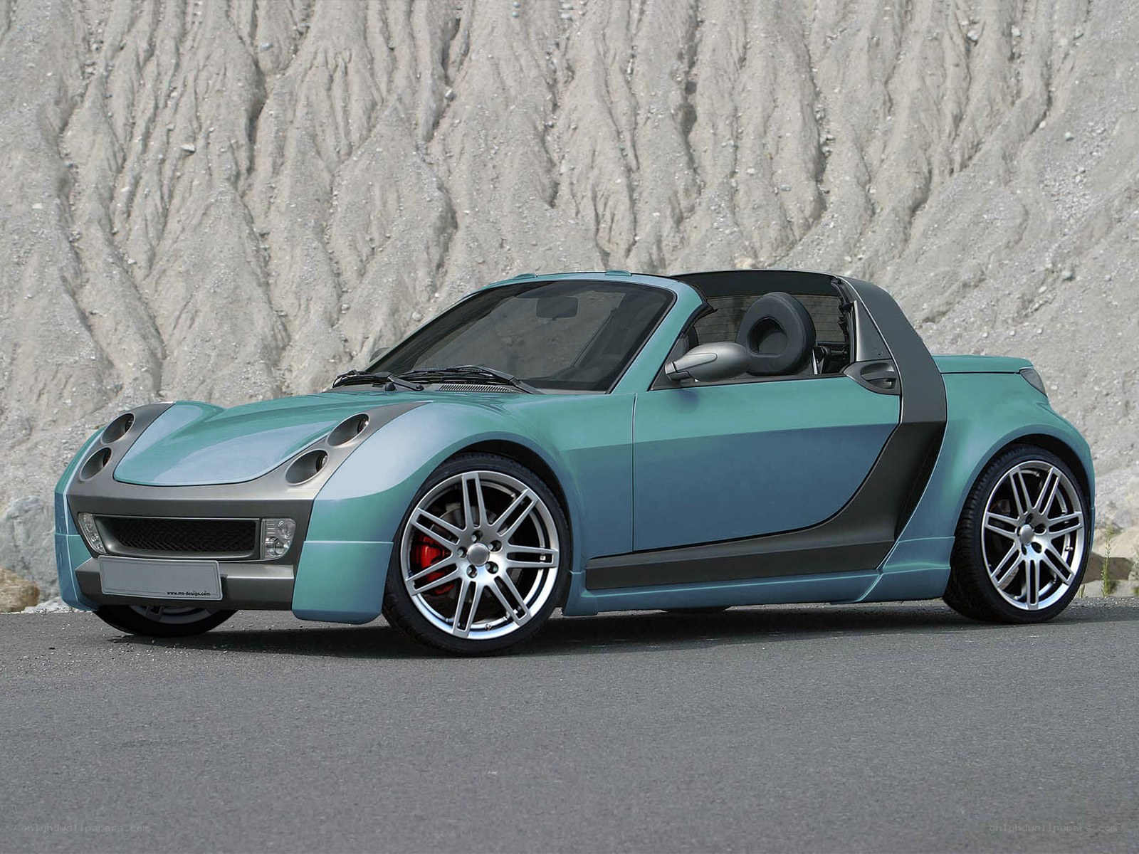 teal smart roadster car