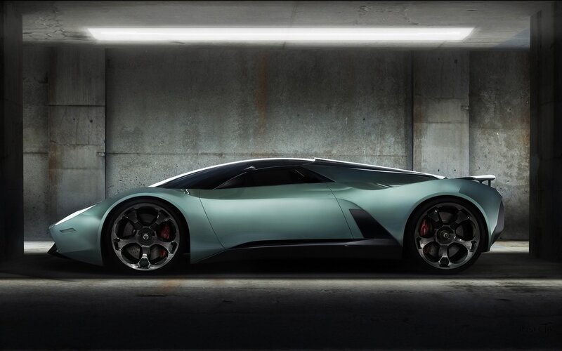Teal Sports Car — Dramatic, Digital Art