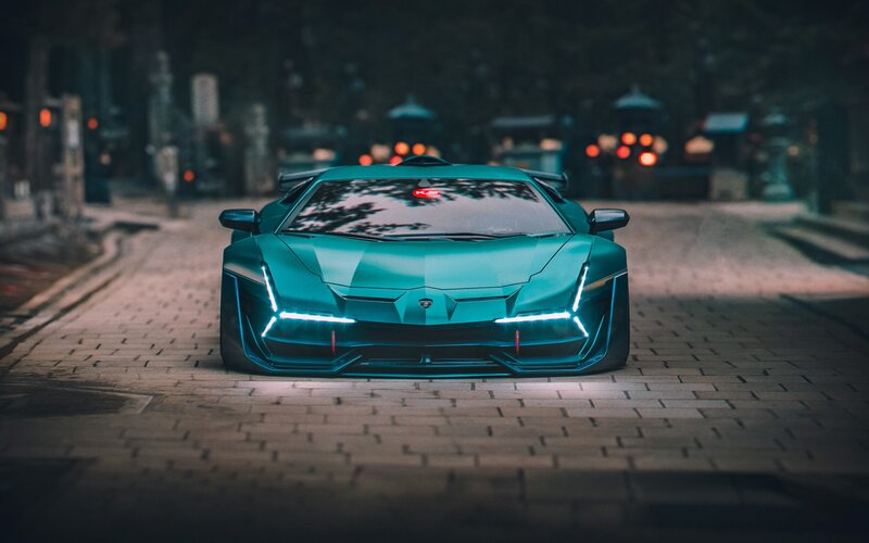 Teal Sports Car — Dramatic, Night, 3d Render