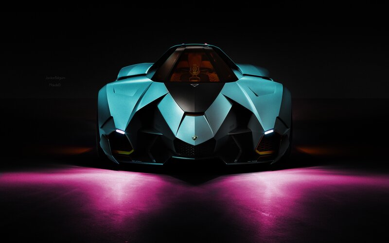 Teal Sports Car — Dramatic, Night, Digital Art