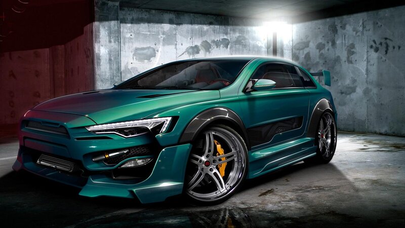 Teal Sports Car — Dramatic