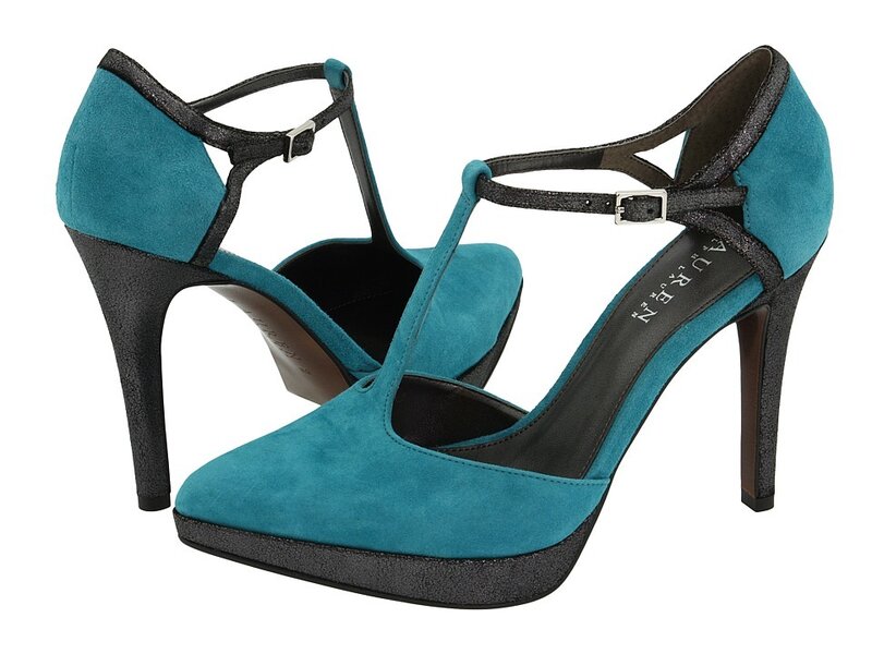 teal suede high heels