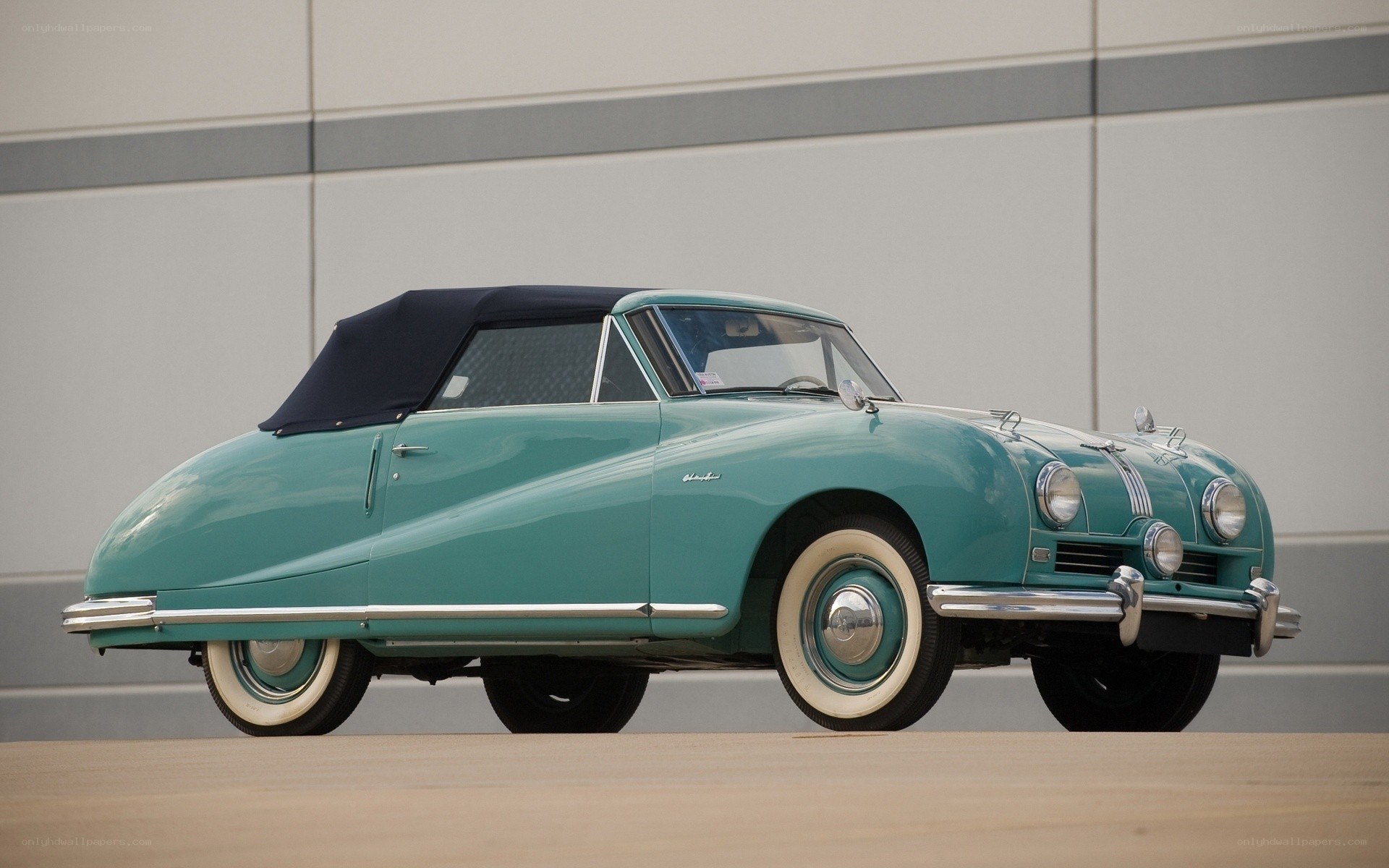 Teal vintage convertible car