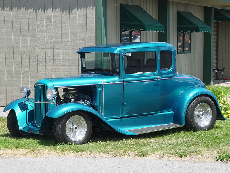 teal vintage hot rod car