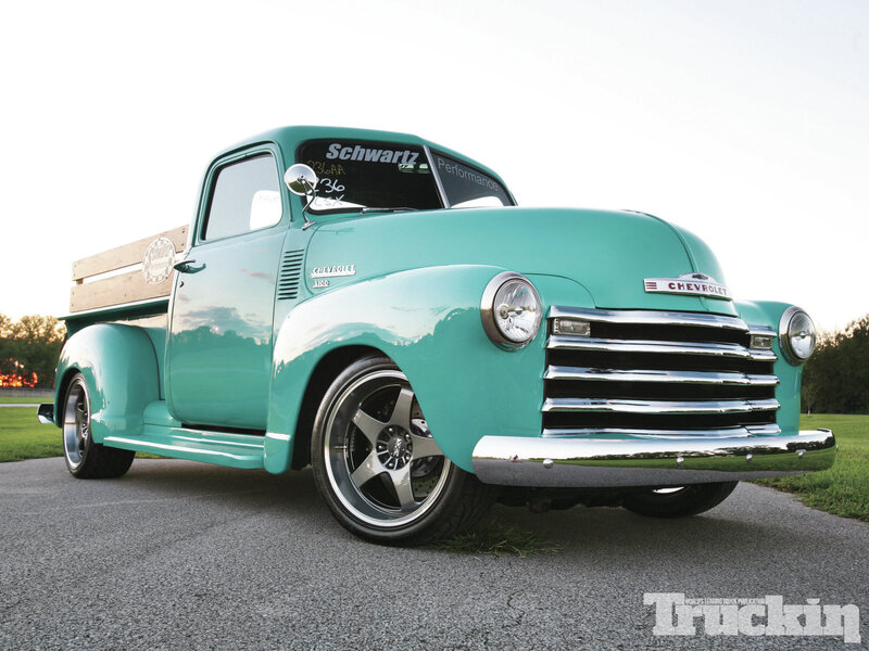 Teal Vintage Pickup Truck — Calm, Sunset