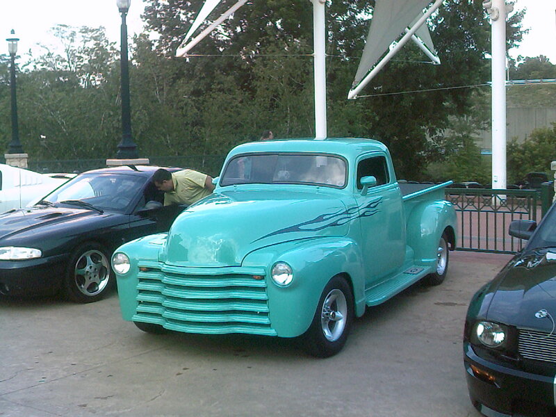Teal Vintage Pickup Truck — Outdoor, Afternoon