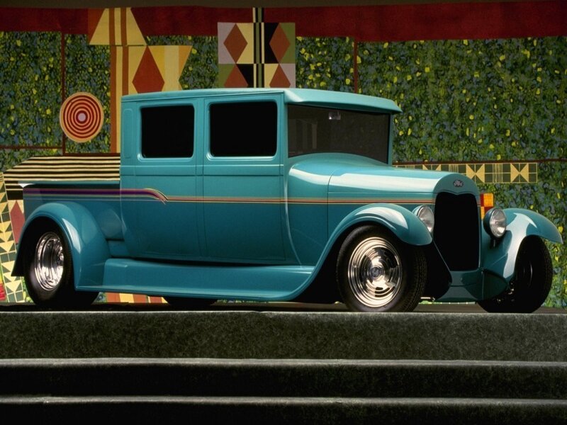 Teal Vintage Pickup Truck — Retro