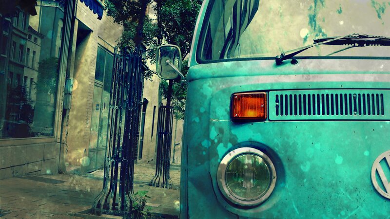 Teal Volkswagen Van