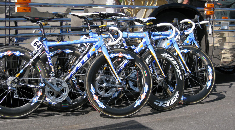 Team bicycles lined up