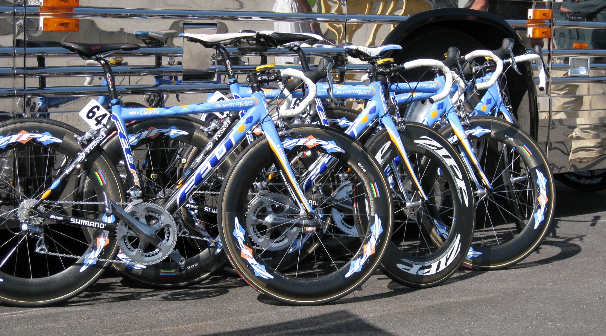 Team bicycles lined up