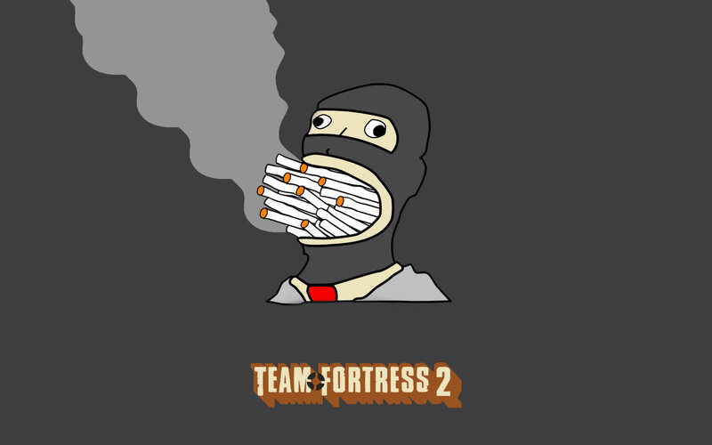 Team Fortress 2 character with cigarettes