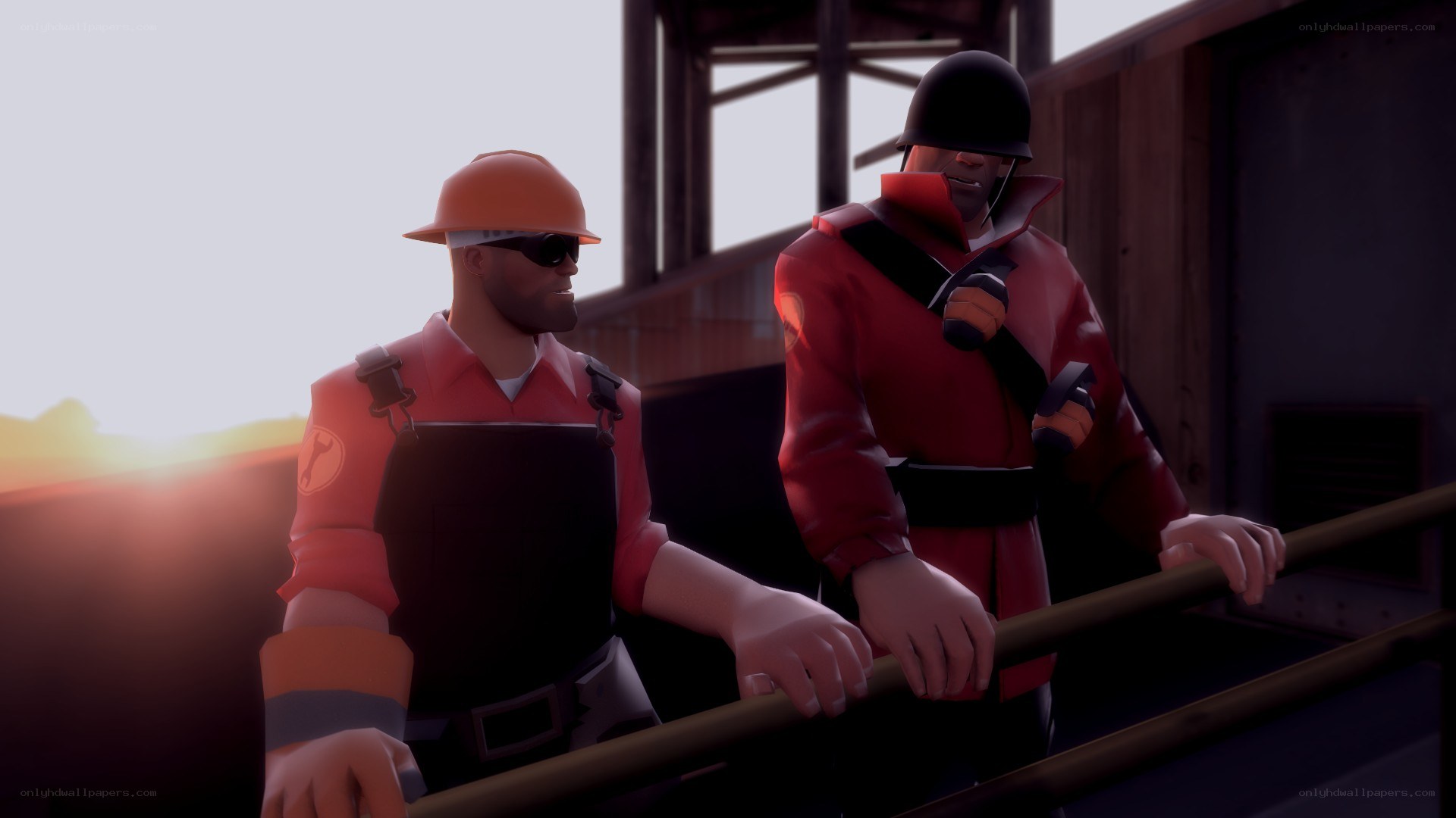 Team Fortress 2 characters at sunset