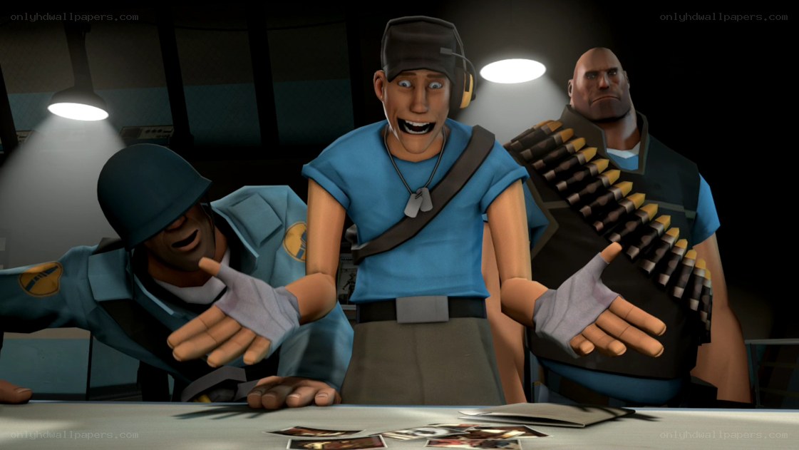 Team Fortress 2 characters at table
