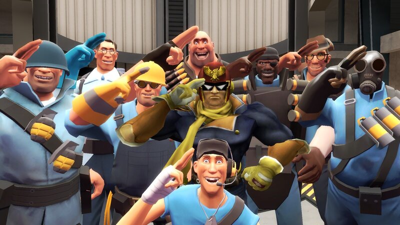 Team Fortress 2 characters group pose