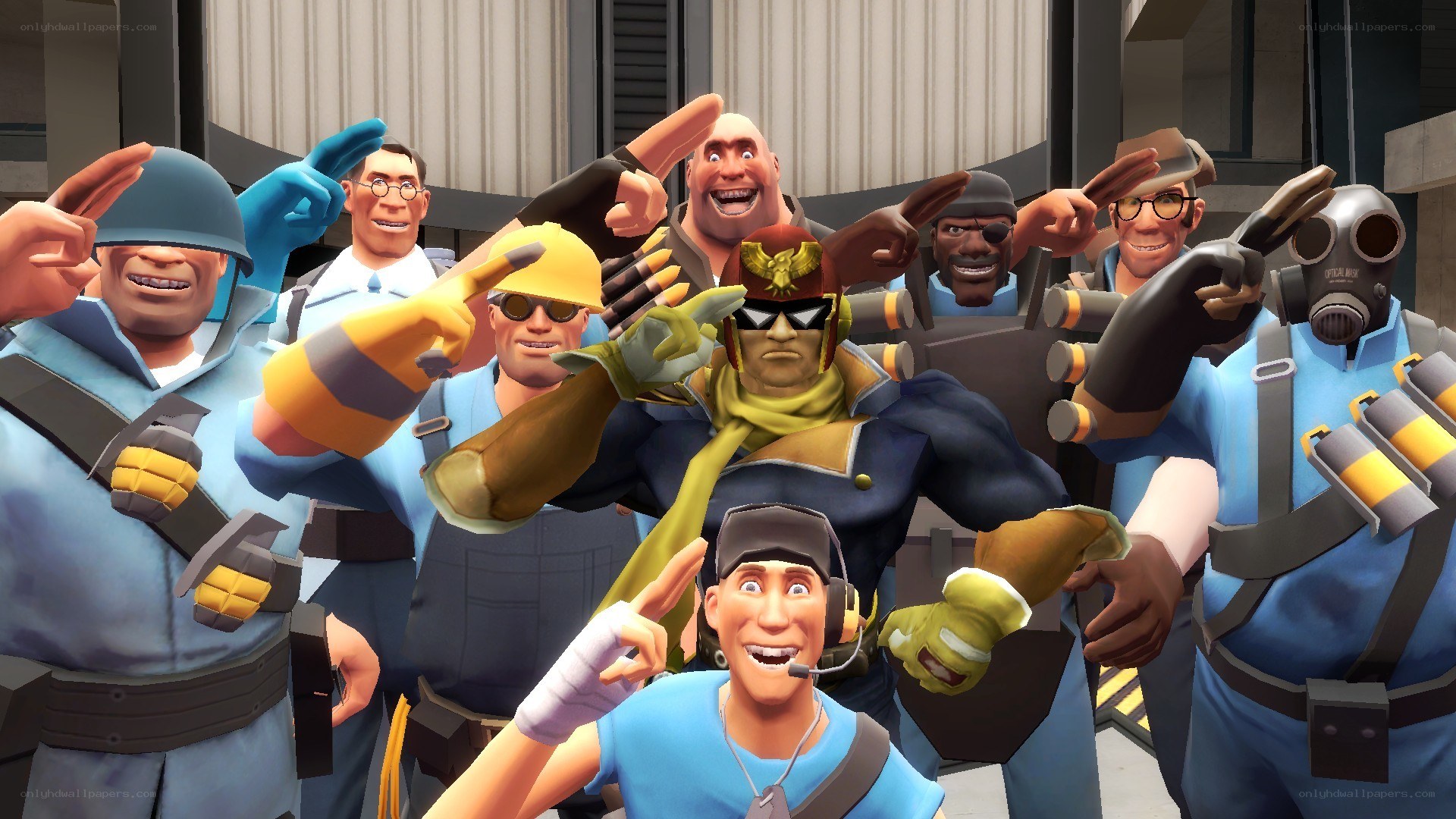 Team Fortress 2 characters group pose