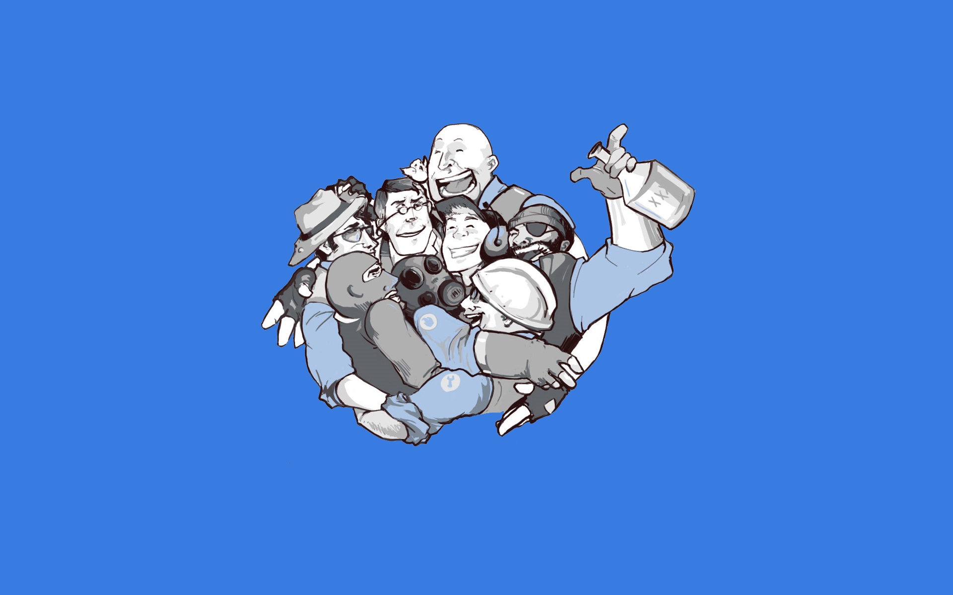 Team Fortress 2 characters hugging