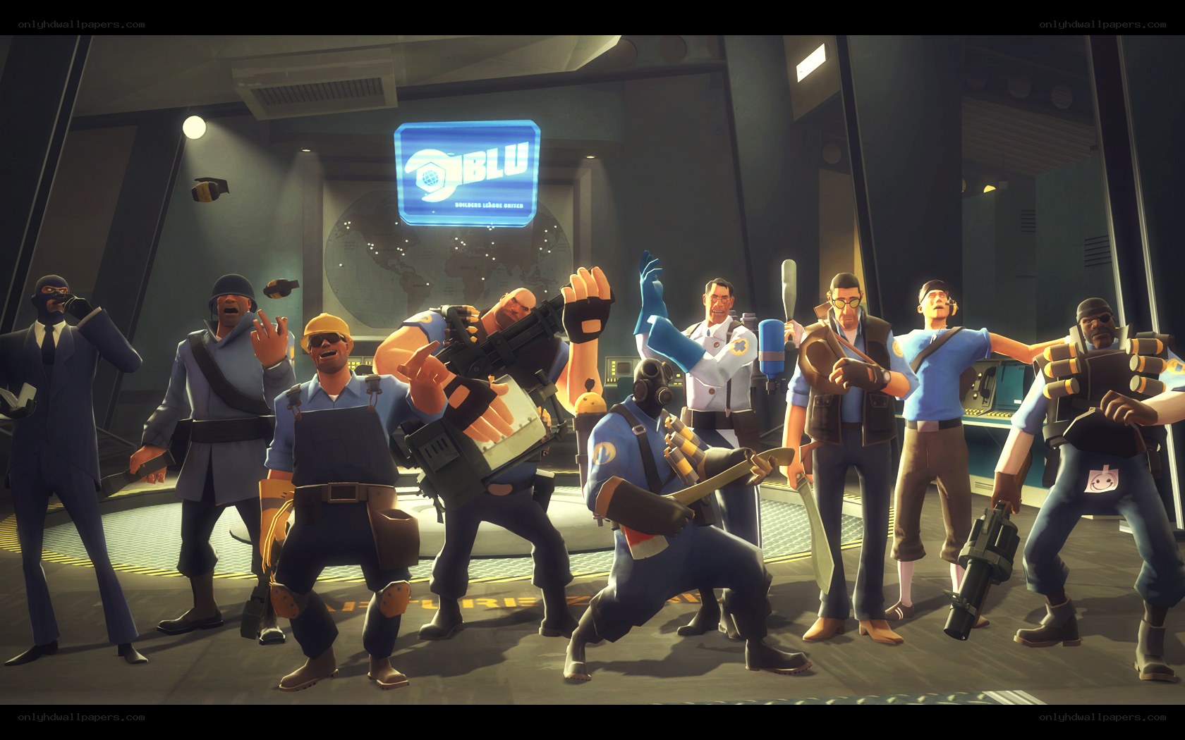 Team Fortress 2 characters in a lab