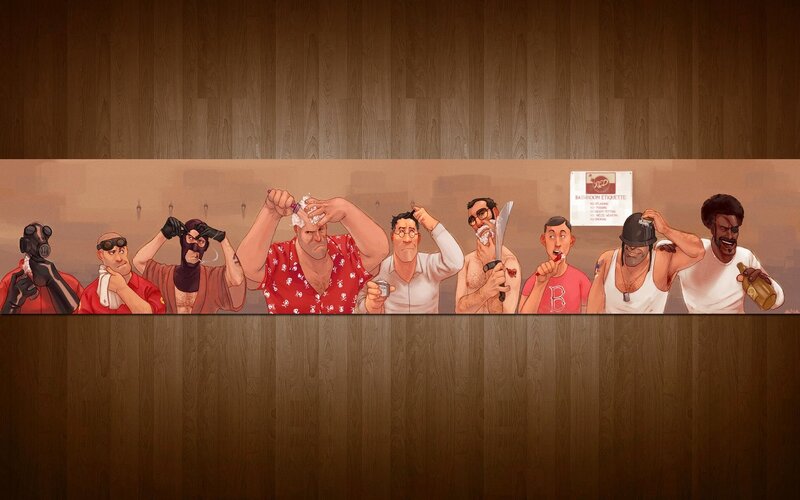 Team Fortress 2 characters in bathroom