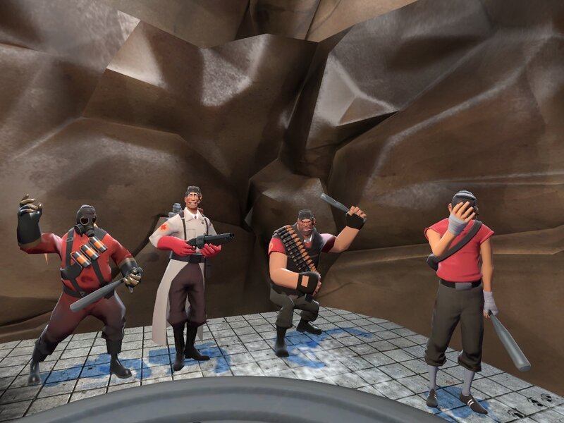 Team Fortress 2 characters in cave