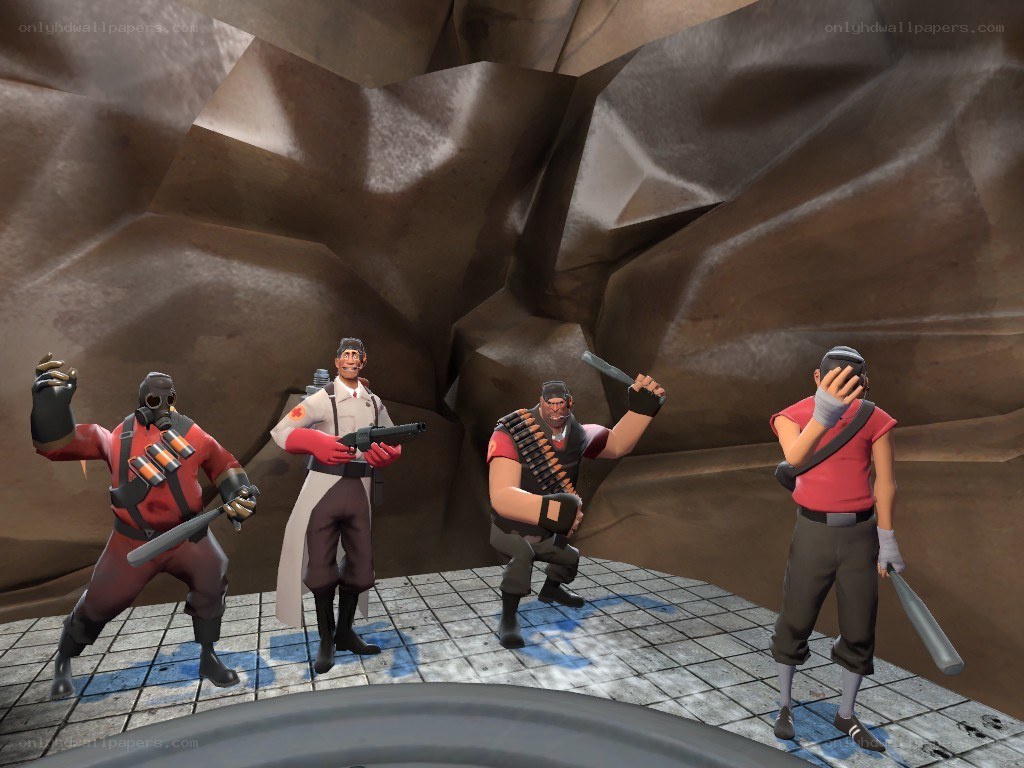 Team Fortress 2 characters in cave