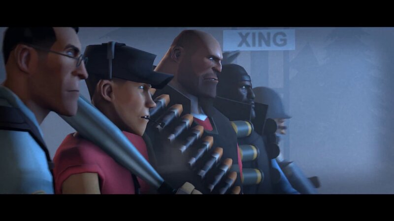 Team Fortress 2 characters in line