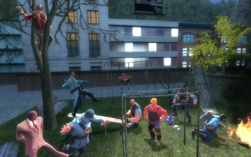 Team Fortress 2 characters in playground