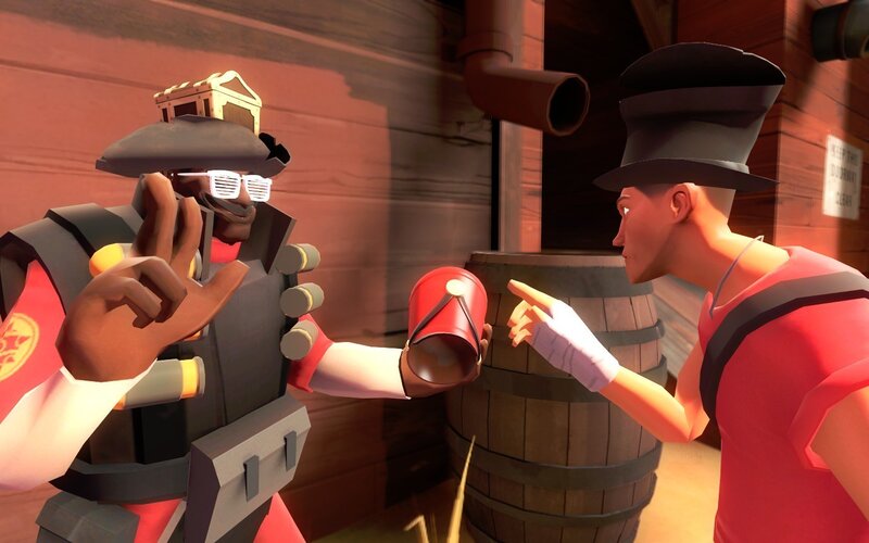 Team Fortress 2 characters interacting