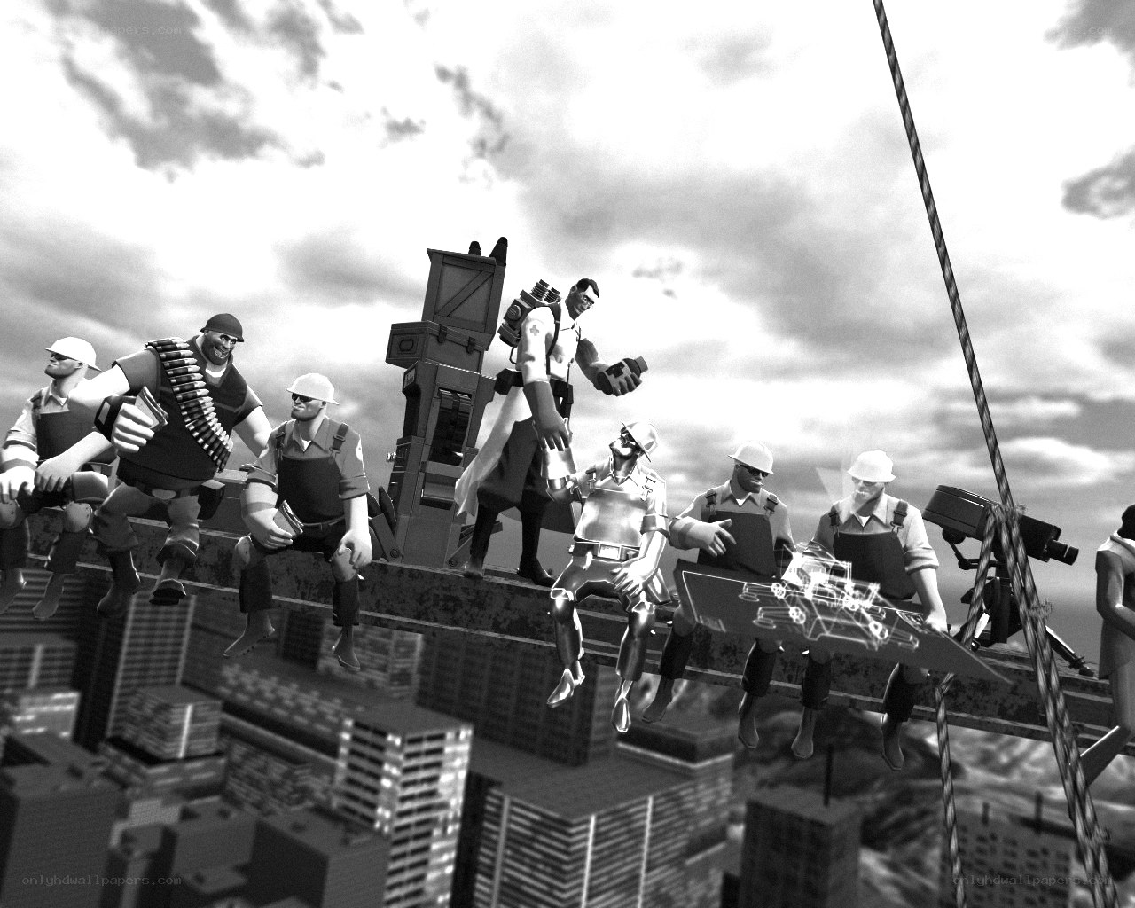 Team Fortress 2 characters on construction site