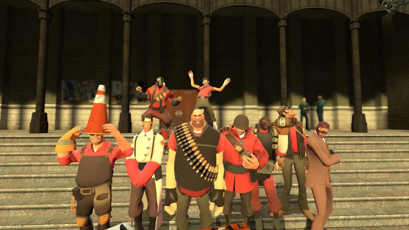 Team Fortress 2 characters on steps