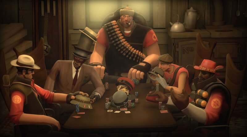 Team Fortress 2 characters playing poker