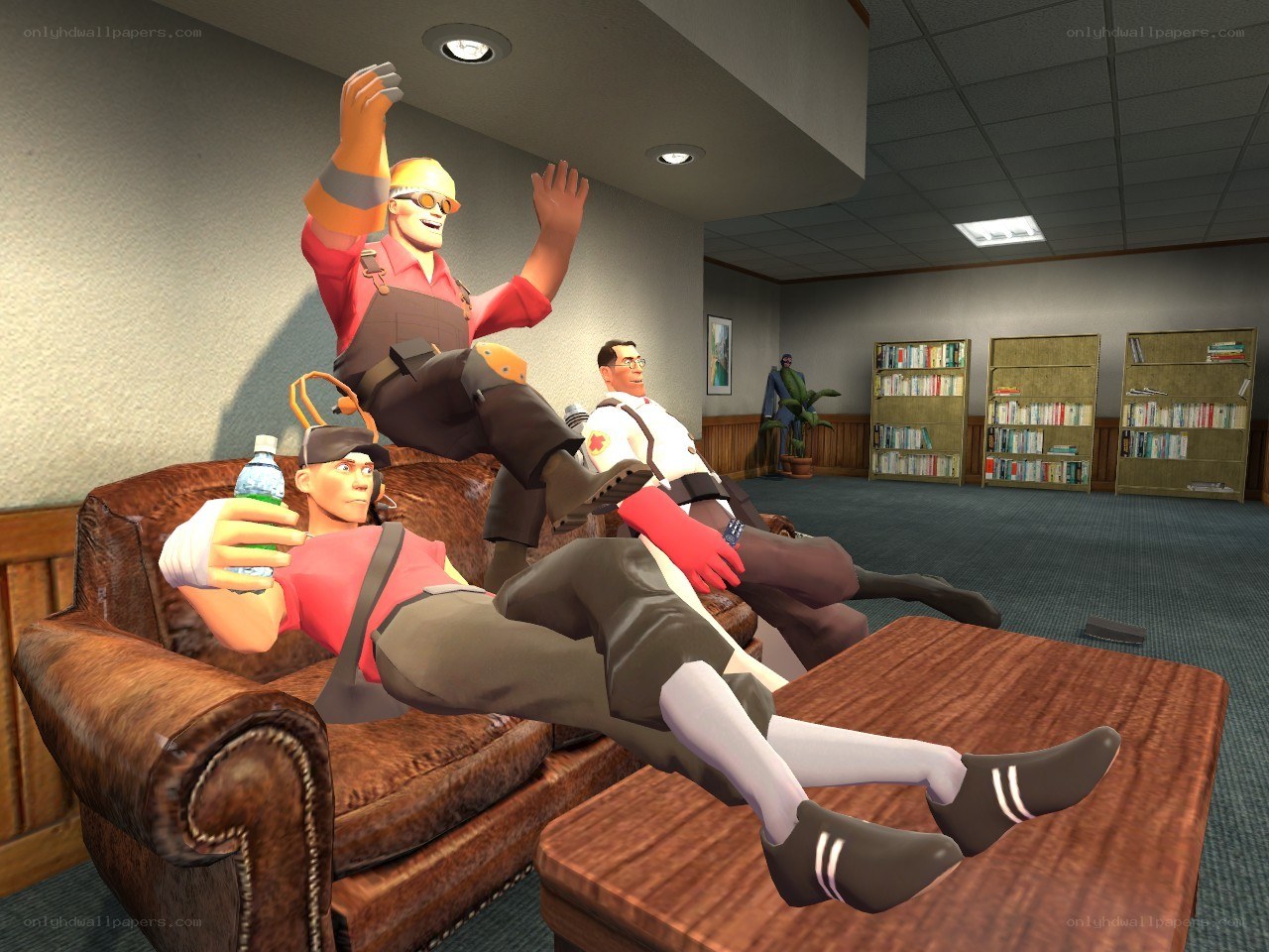 Team Fortress 2 characters relaxing