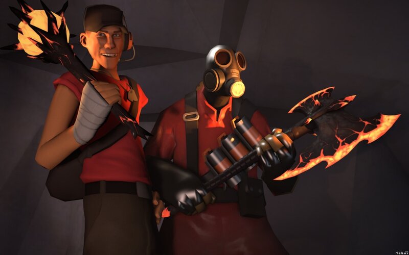 Team Fortress 2 characters with weapons
