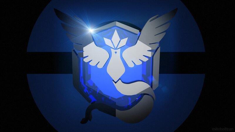 Team Mystic Logo — Blue, Dramatic, Digital Art