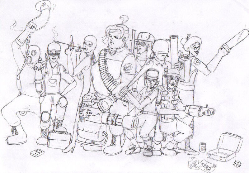 Team of cartoon soldiers