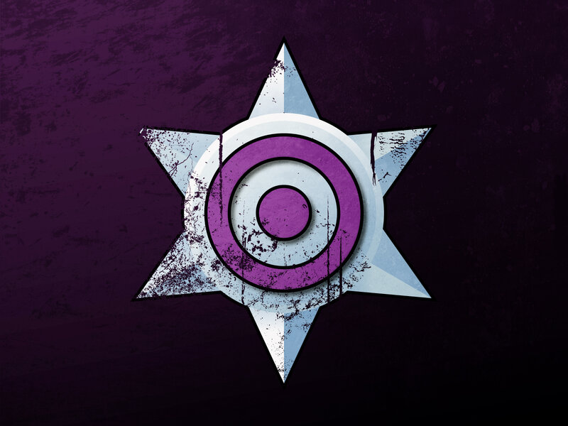 Team Rocket logo on purple background