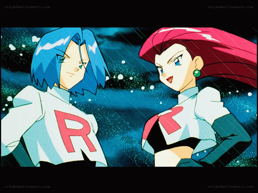 Team Rocket members in rain