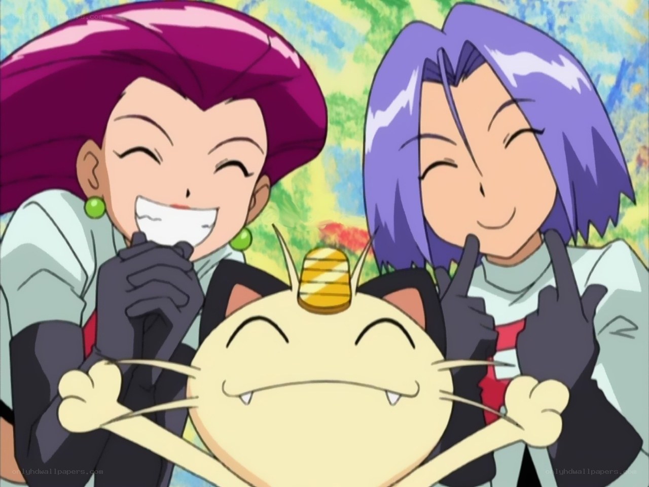 Team Rocket members with Meowth