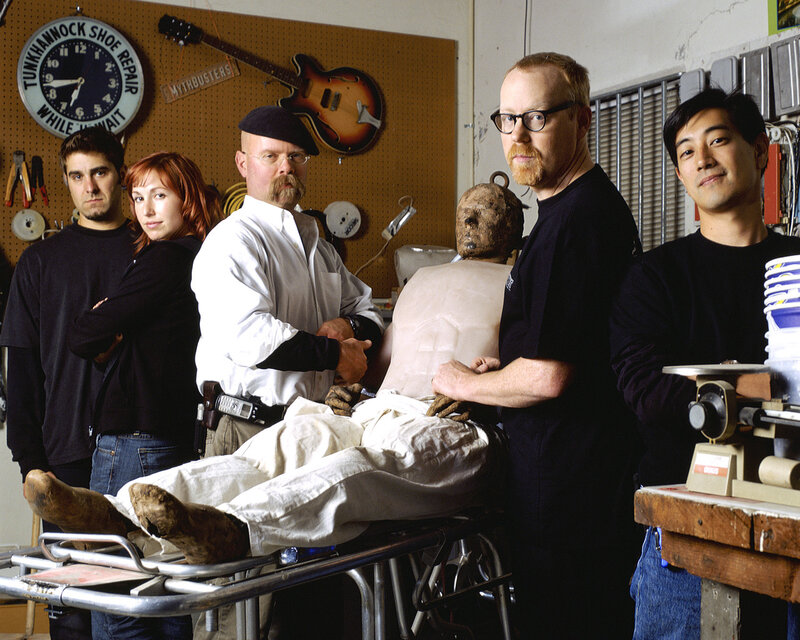 Team with mannequin in workshop